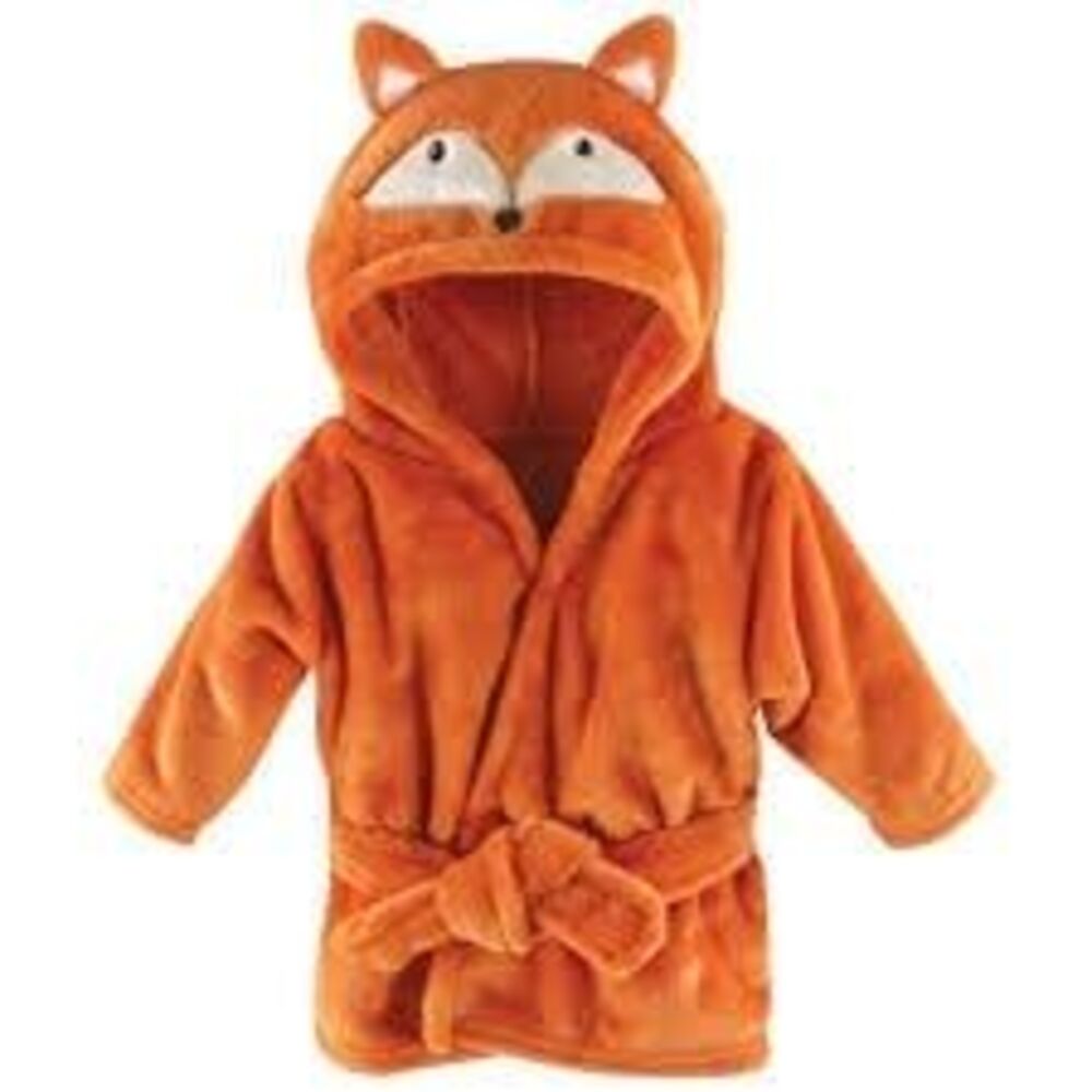 Hudson Baby Plush Animal Fox Face Front Tie Novelty Hooded Bathrobe 9M